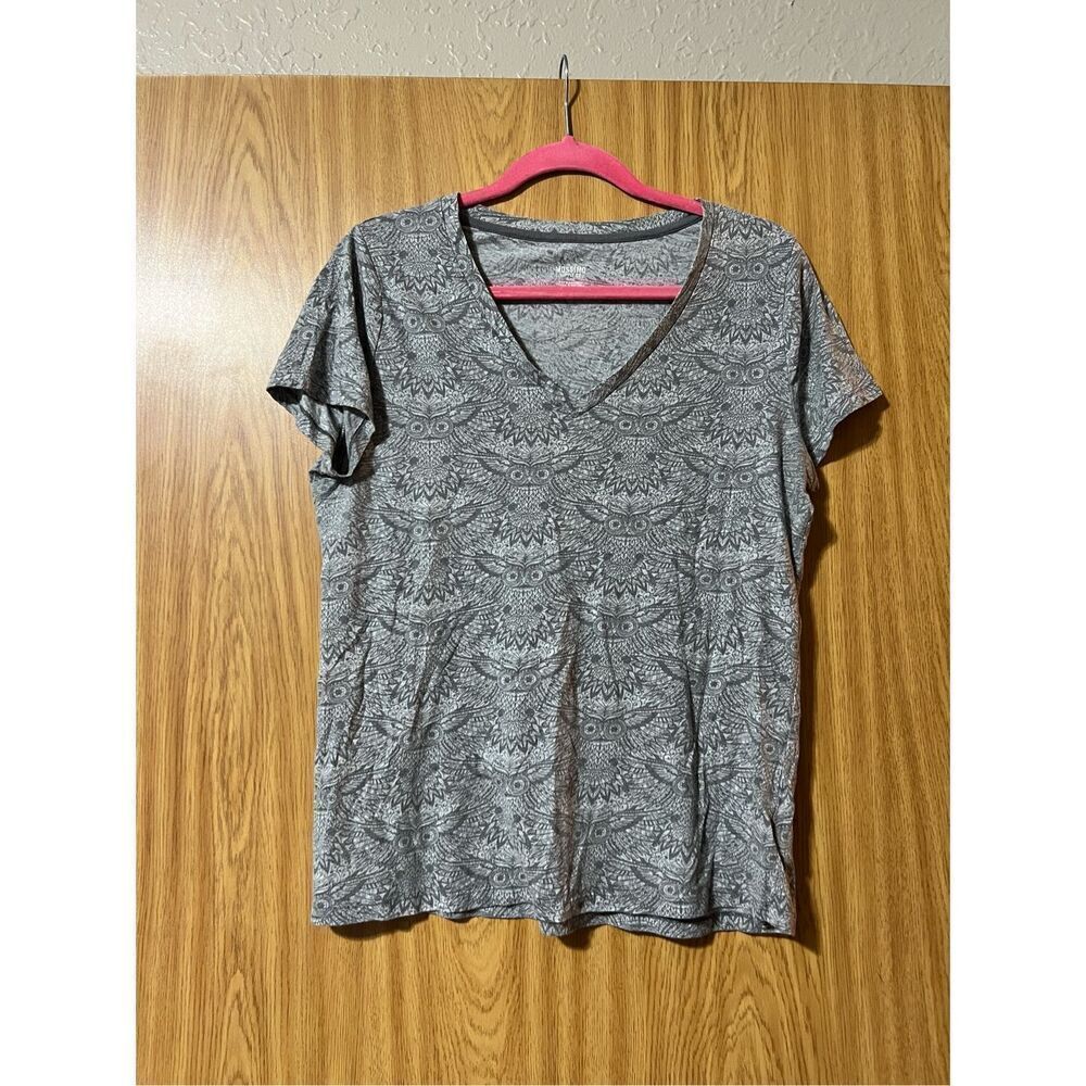 Mossimo Supply Co Grey Owl Patterned Woman’s T-Shirt Size XL